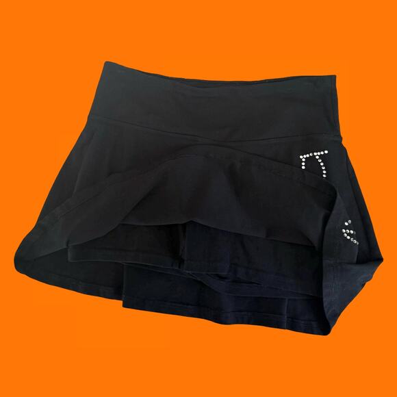 00's vintage black bodycon mcbling preppy y2k mini skort LARGE bebe sport - Picture 3 of 5
